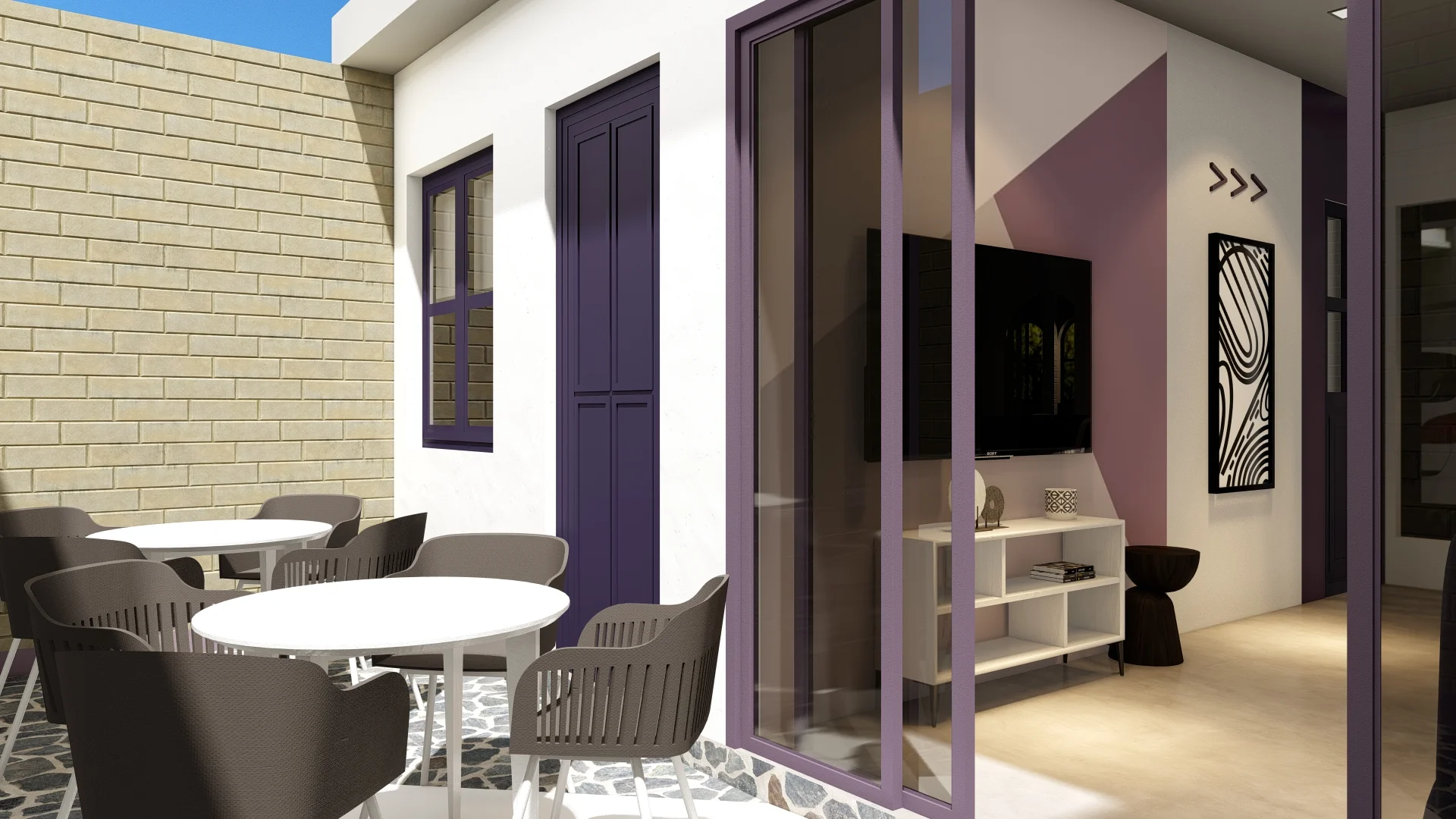 Office Interior Design, Sri Lanka, Colombo, Home to office conversion, Purple and white theme, relaxing area angle 2
